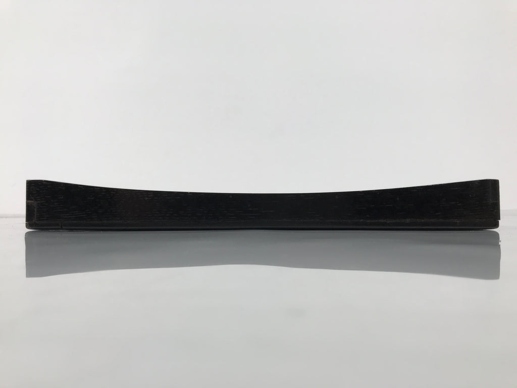 Japanese Lacquered Wood Serving Tray Obon Vtg Square Curved Red Edge Black L581