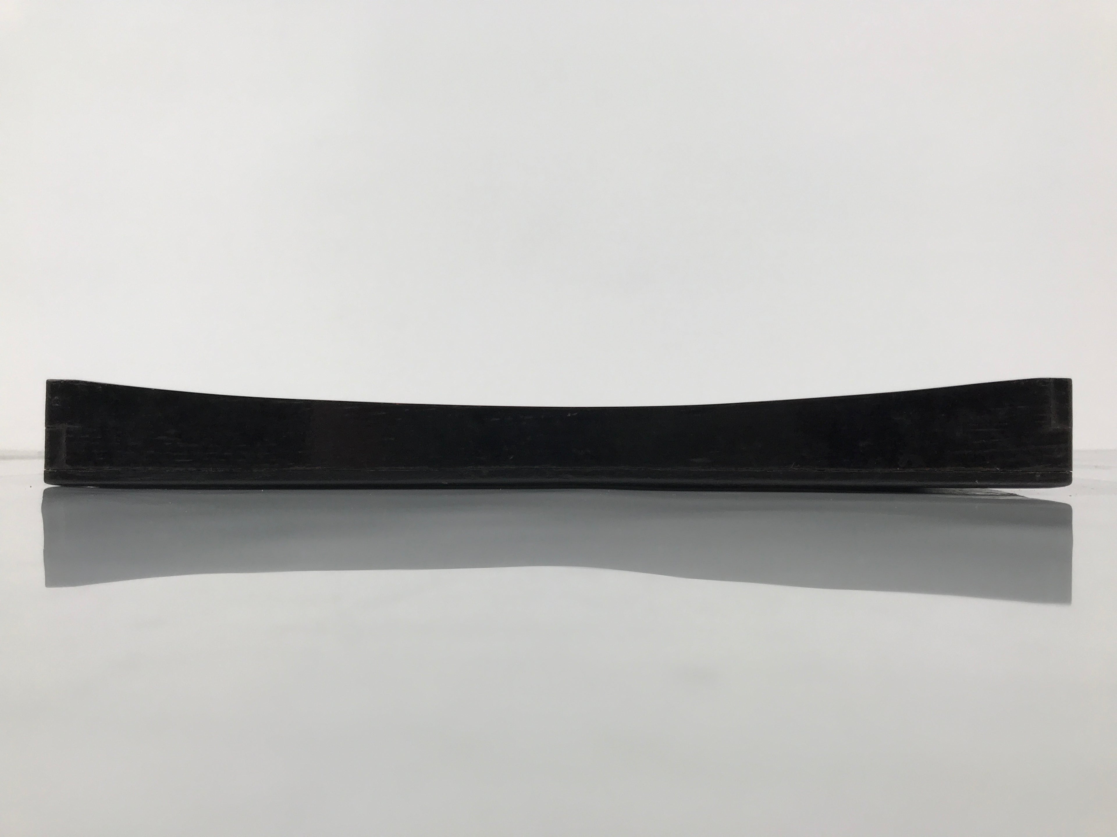Japanese Lacquered Wood Serving Tray Obon Vtg Square Curved Red Edge Black L581
