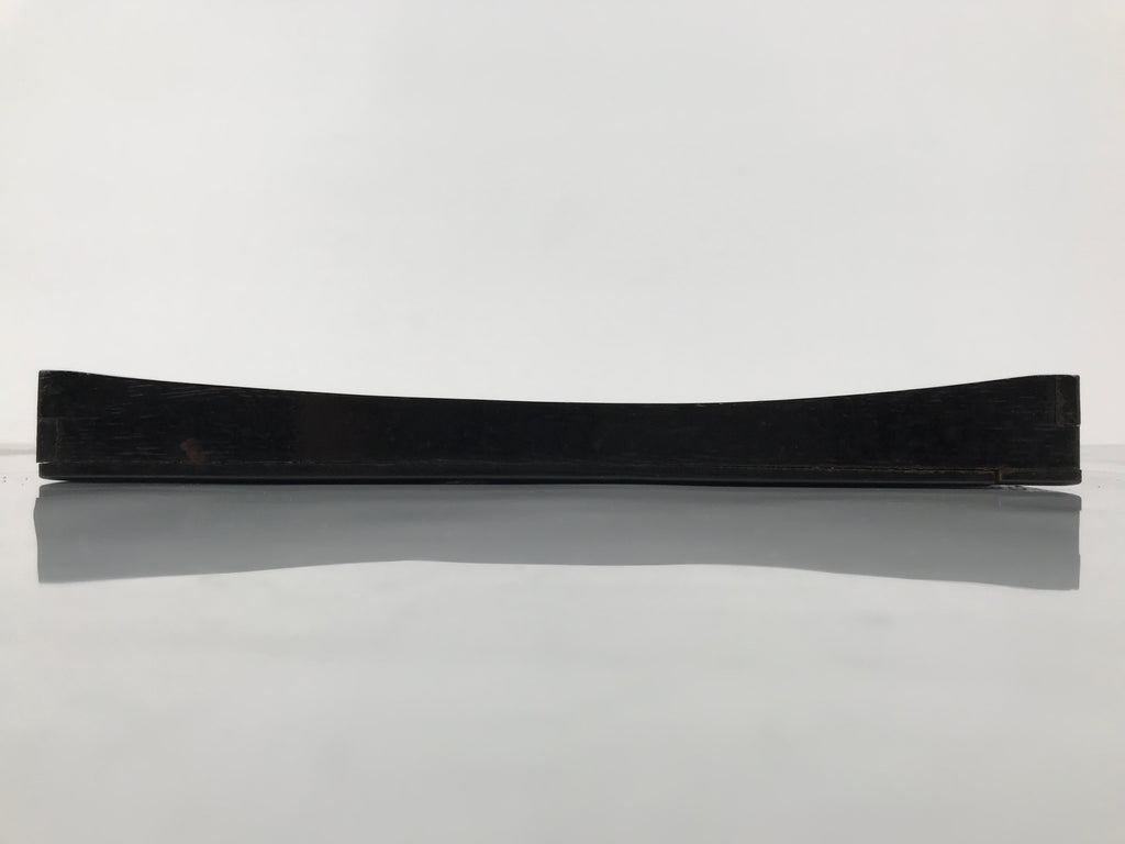 Japanese Lacquered Wood Serving Tray Obon Vtg Square Curved Red Edge Black L581