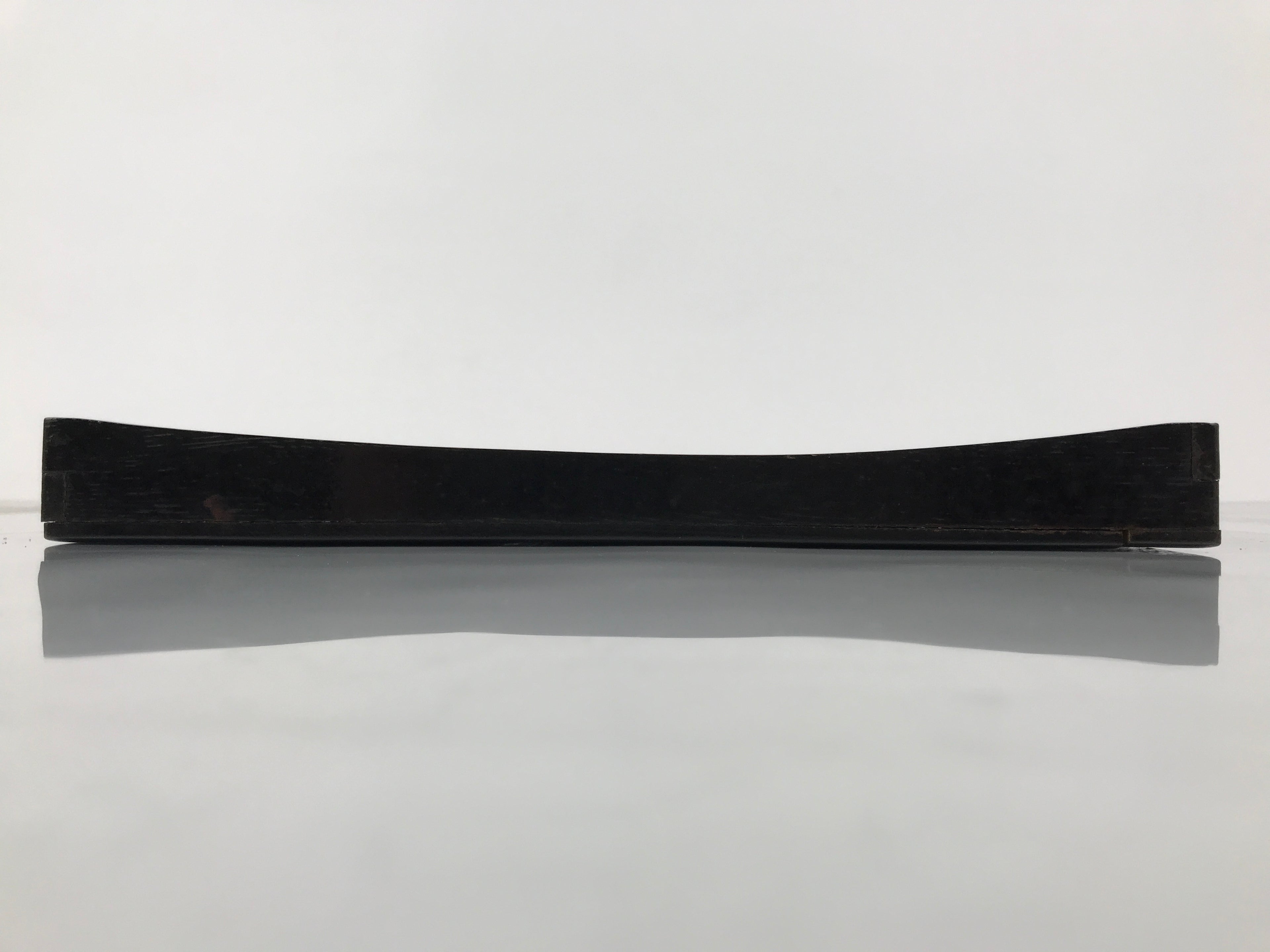 Japanese Lacquered Wood Serving Tray Obon Vtg Square Curved Red Edge Black L581