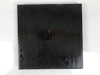 Japanese Lacquered Wood Serving Tray Obon Vtg Square Curved Red Edge Black L582