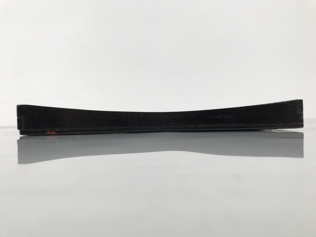 Japanese Lacquered Wood Serving Tray Obon Vtg Square Curved Red Edge Black L582