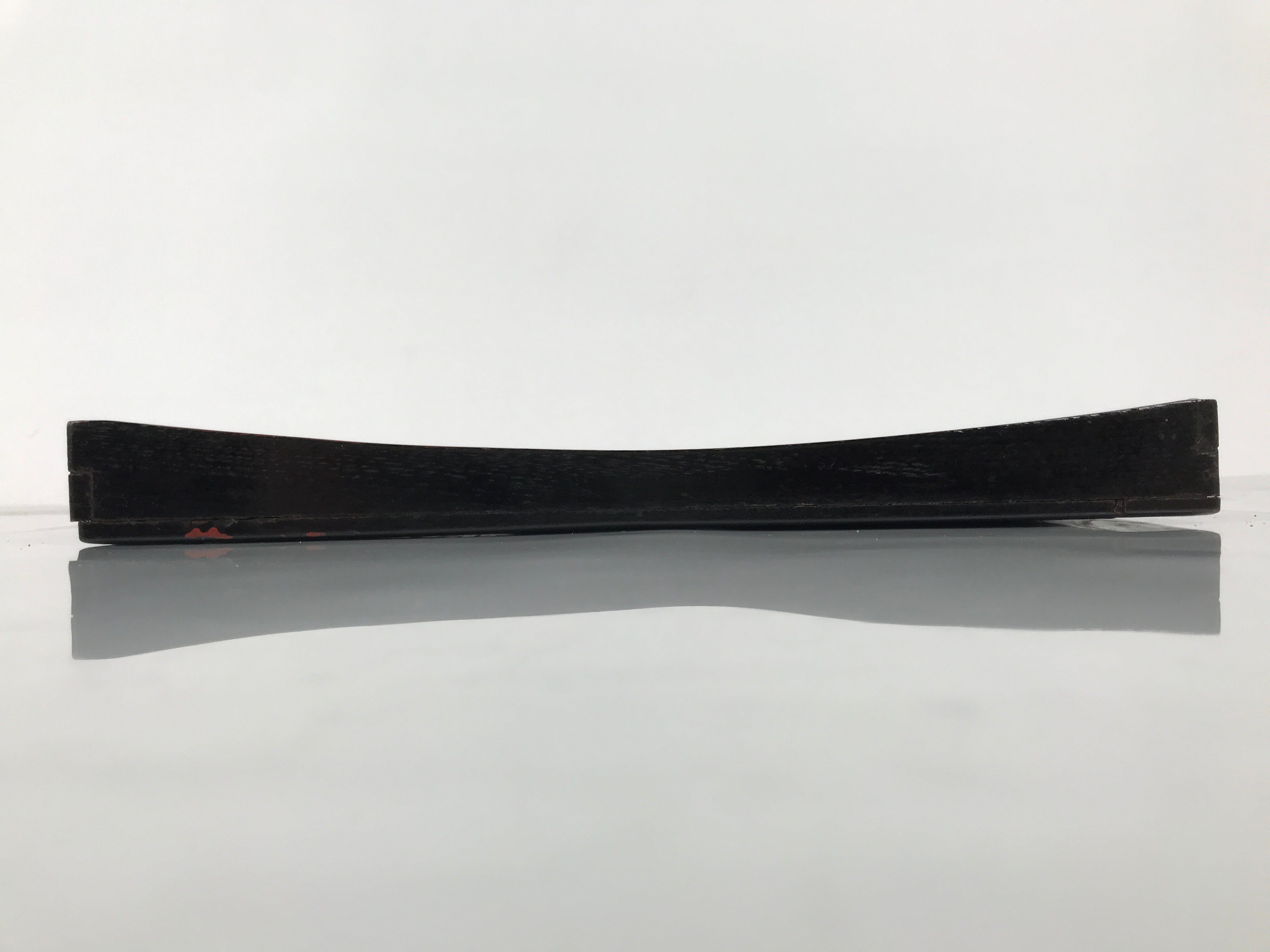 Japanese Lacquered Wood Serving Tray Obon Vtg Square Curved Red Edge Black L582