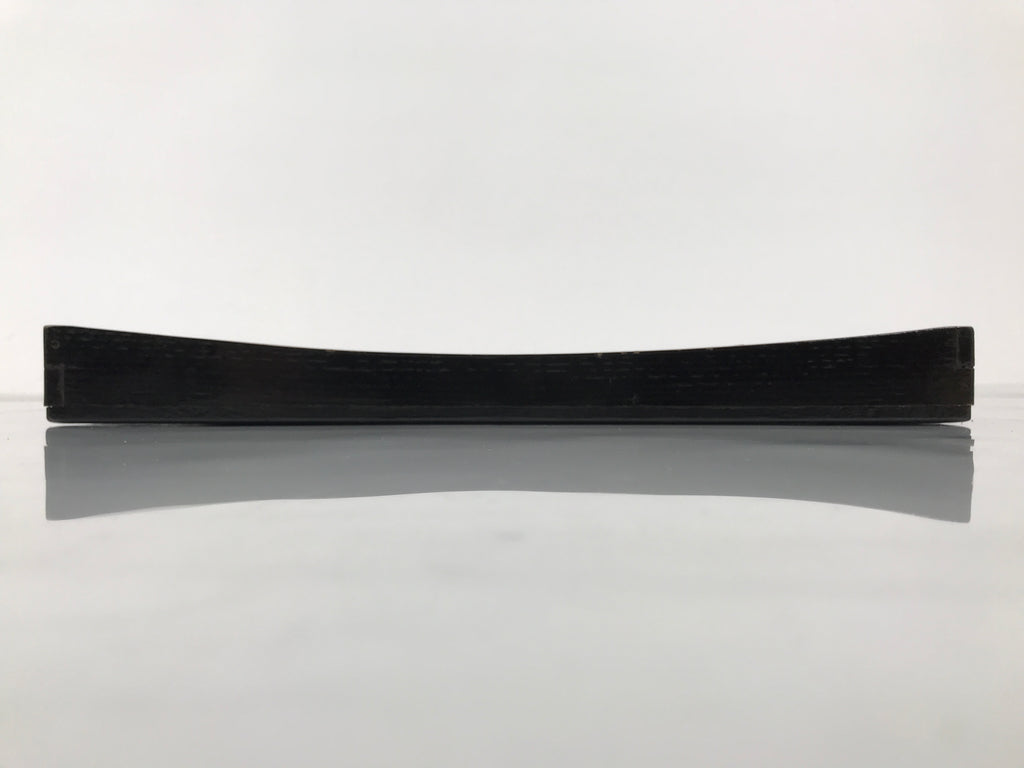 Japanese Lacquered Wood Serving Tray Obon Vtg Square Curved Red Edge Black L582