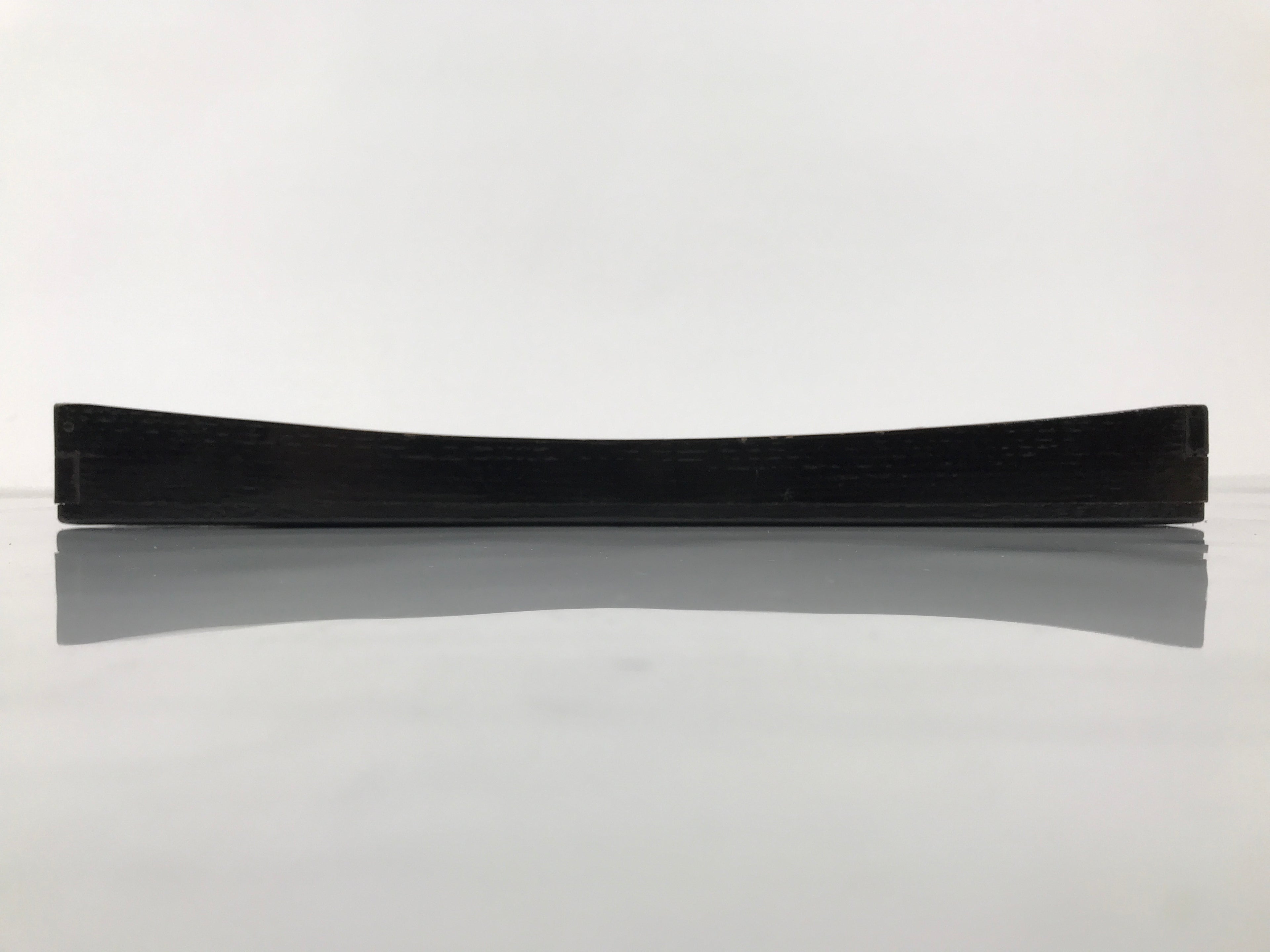 Japanese Lacquered Wood Serving Tray Obon Vtg Square Curved Red Edge Black L582