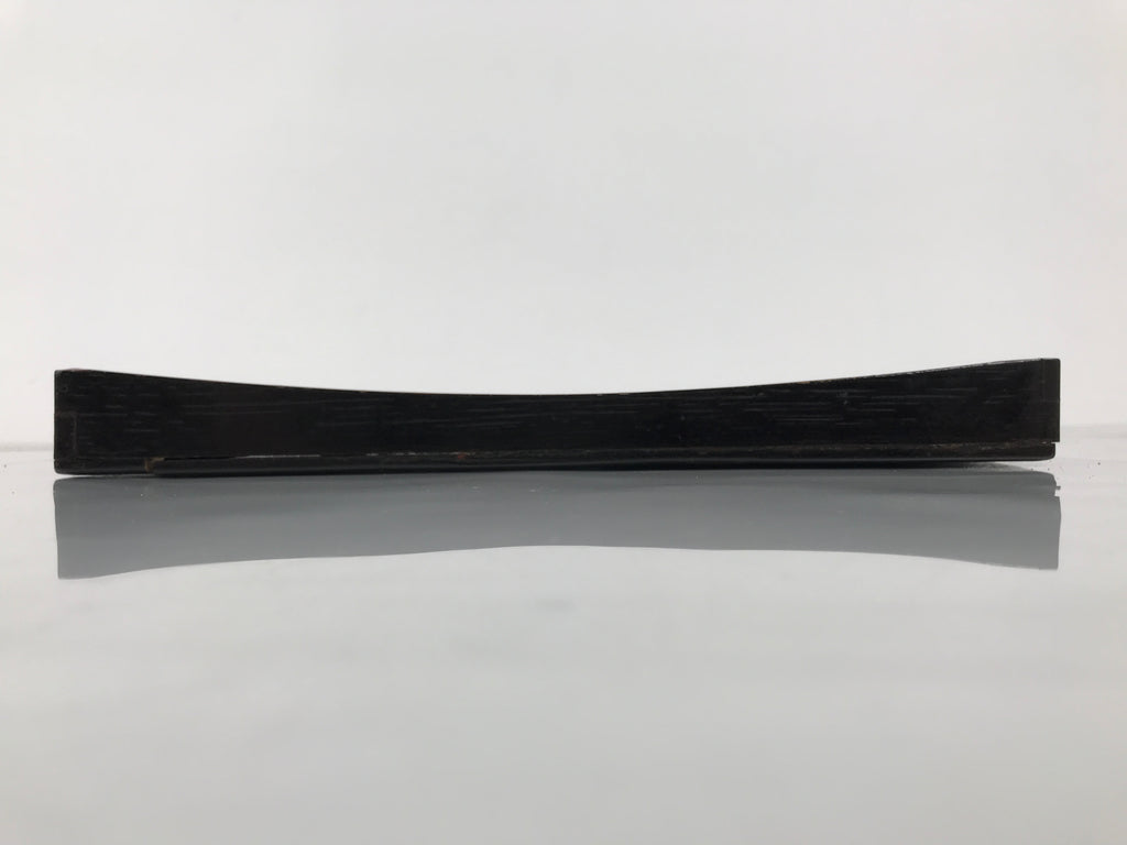 Japanese Lacquered Wood Serving Tray Obon Vtg Square Curved Red Edge Black L582