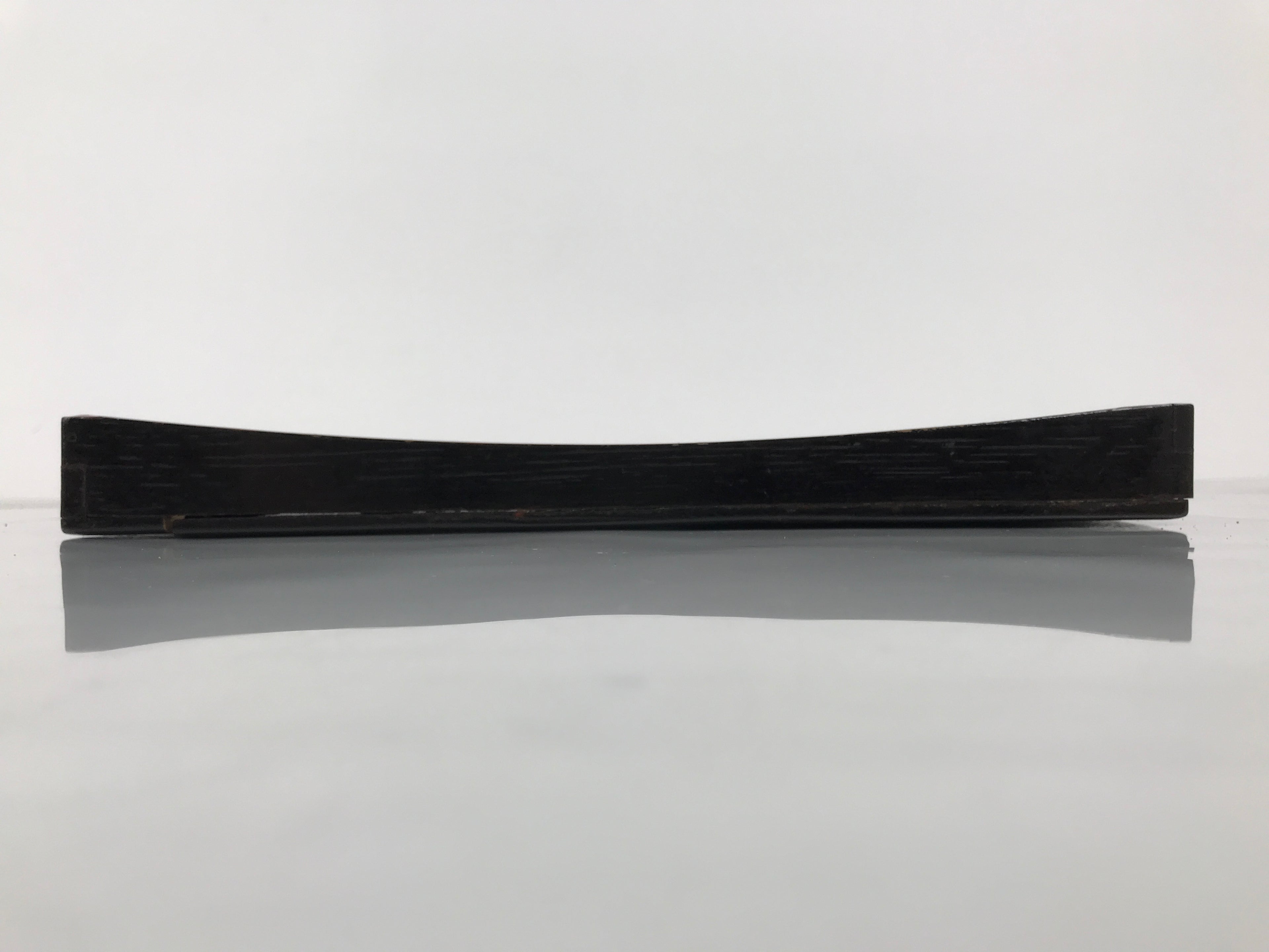 Japanese Lacquered Wood Serving Tray Obon Vtg Square Curved Red Edge Black L582