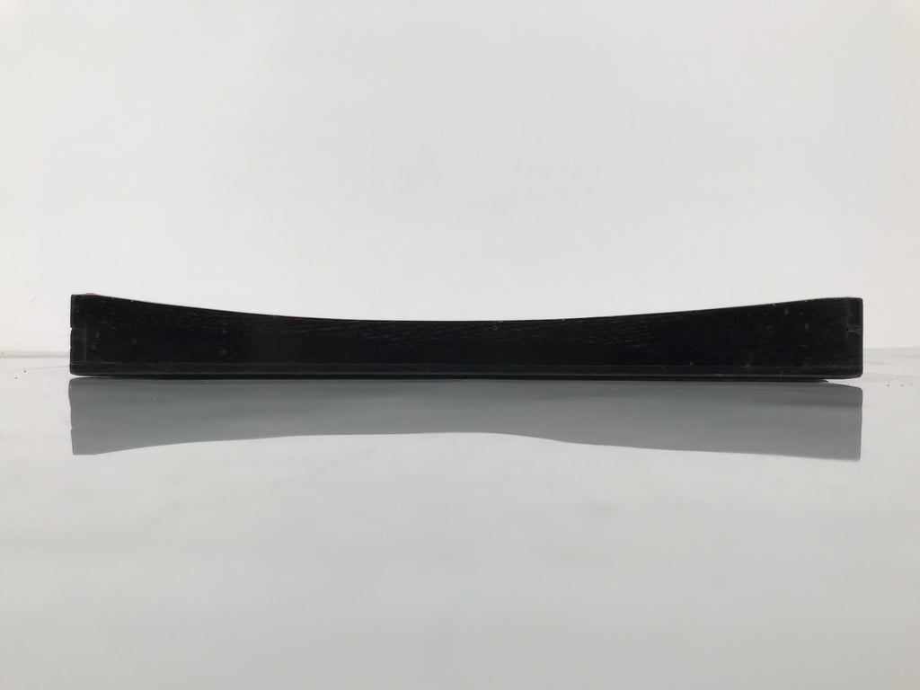 Japanese Lacquered Wood Serving Tray Obon Vtg Square Curved Red Edge Black L582