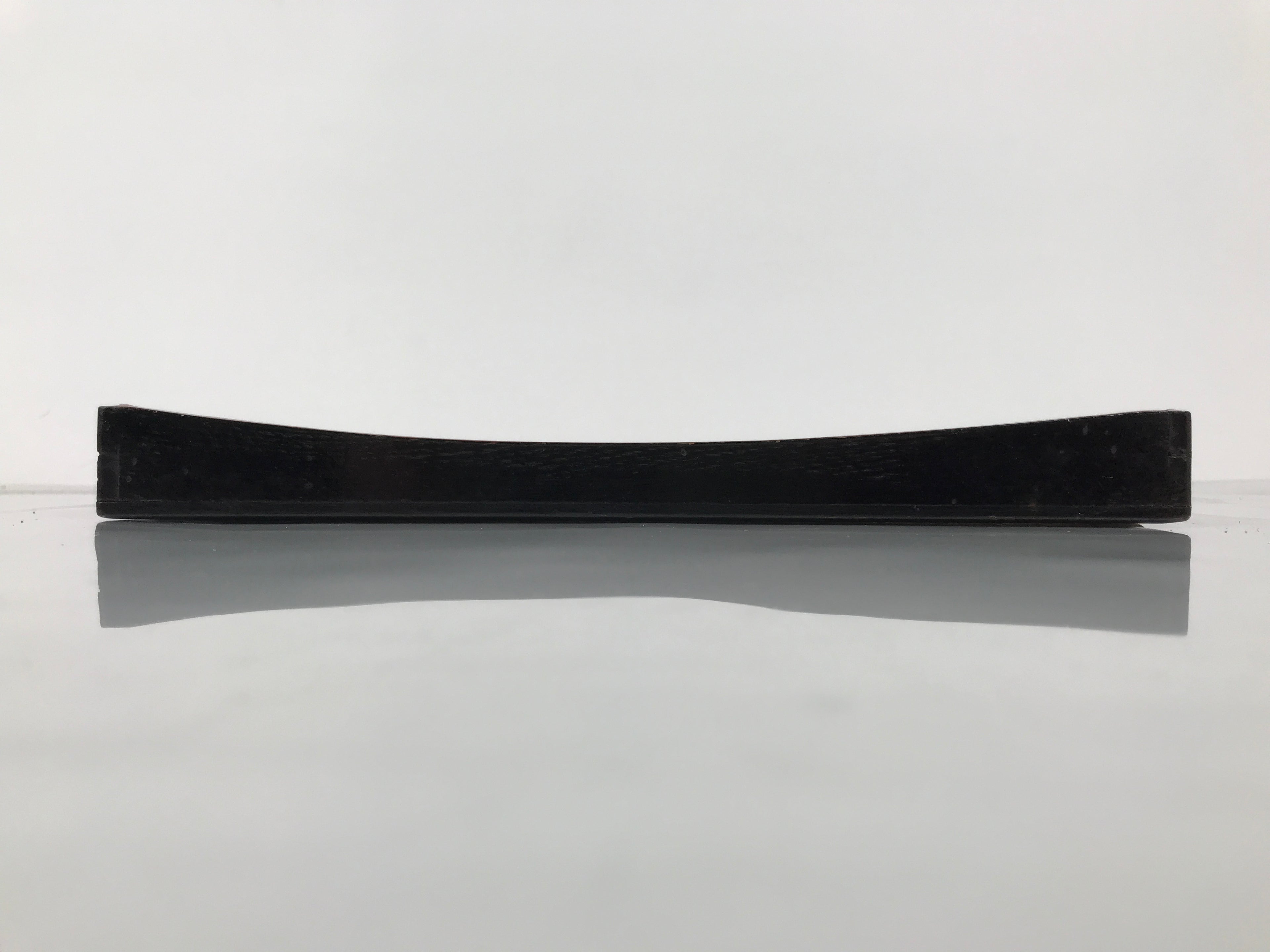 Japanese Lacquered Wood Serving Tray Obon Vtg Square Curved Red Edge Black L582