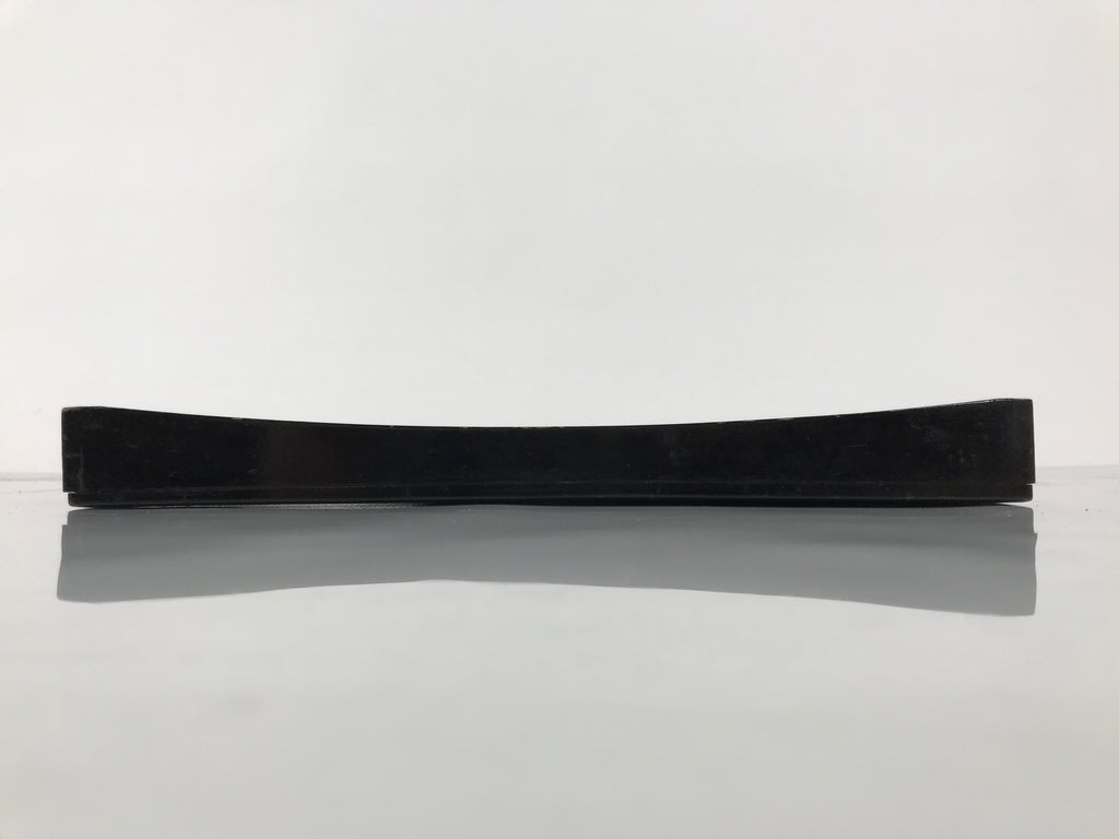 Japanese Lacquered Wood Serving Tray Obon Vtg Square Curved Red Edge Black L583
