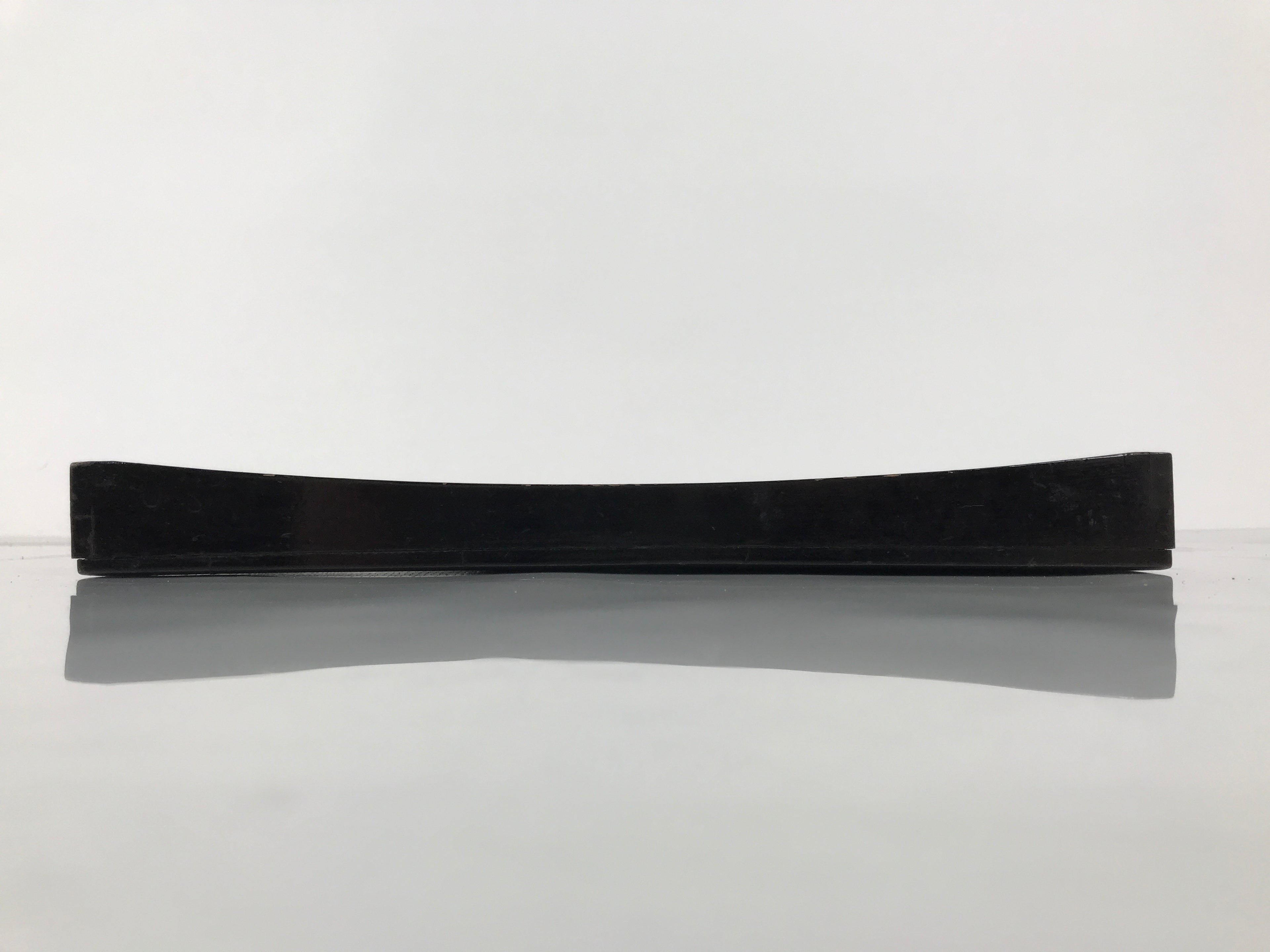 Japanese Lacquered Wood Serving Tray Obon Vtg Square Curved Red Edge Black L583