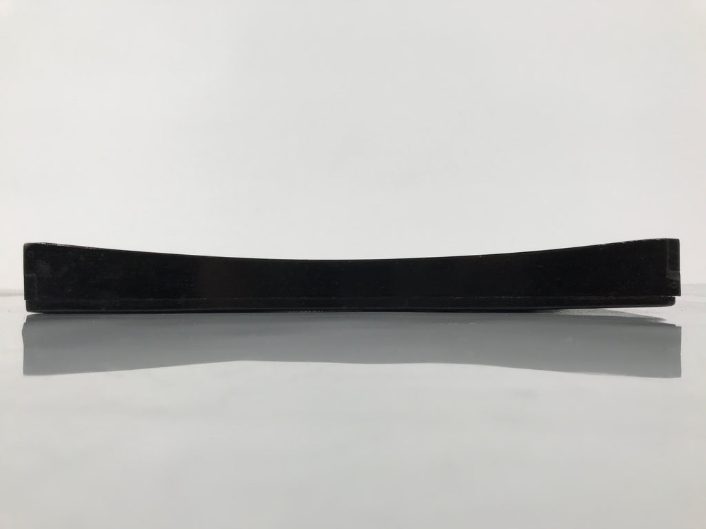 Japanese Lacquered Wood Serving Tray Obon Vtg Square Curved Red Edge Black L583