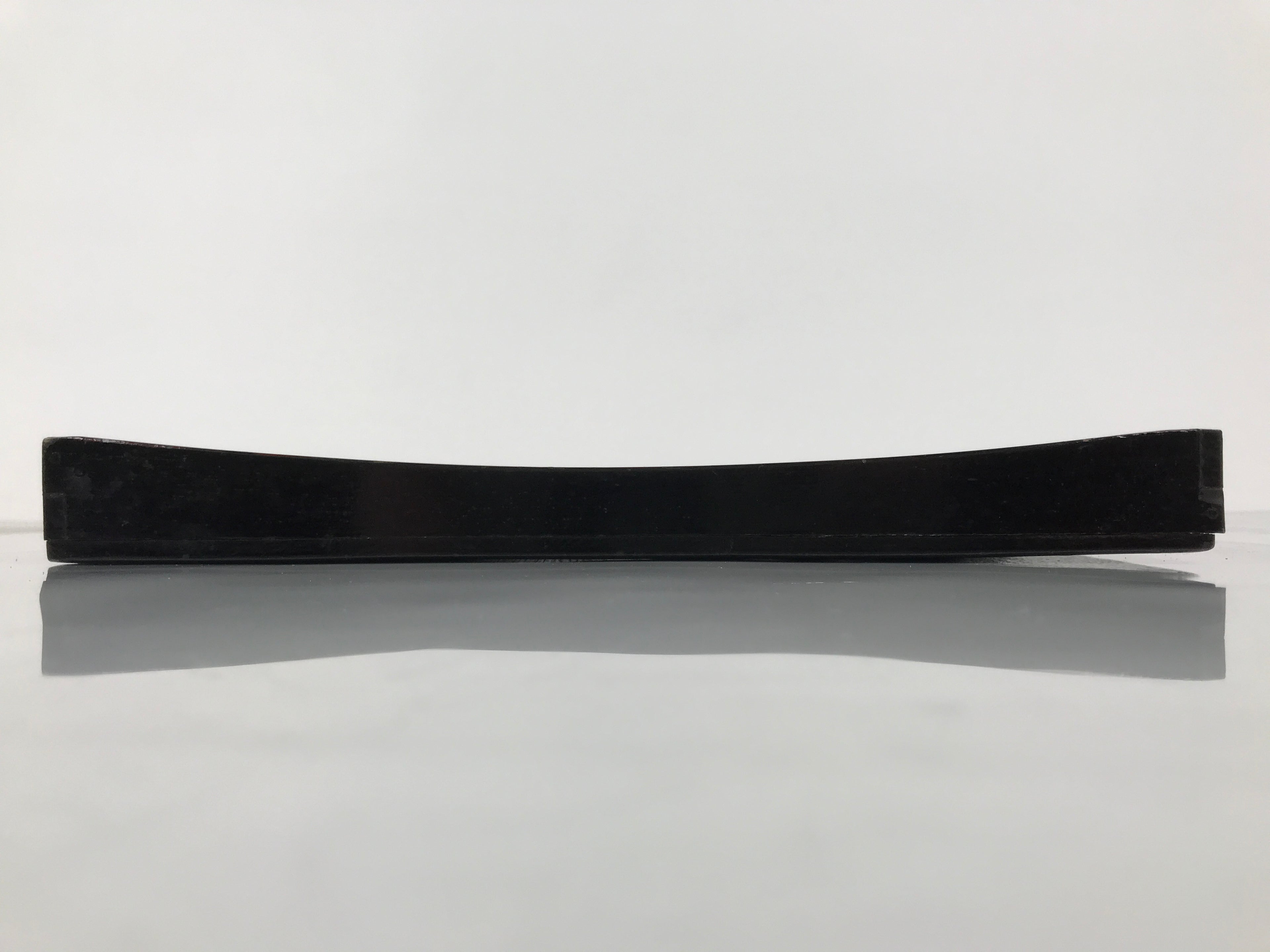 Japanese Lacquered Wood Serving Tray Obon Vtg Square Curved Red Edge Black L583