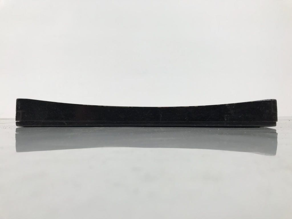 Japanese Lacquered Wood Serving Tray Obon Vtg Square Curved Red Edge Black L612