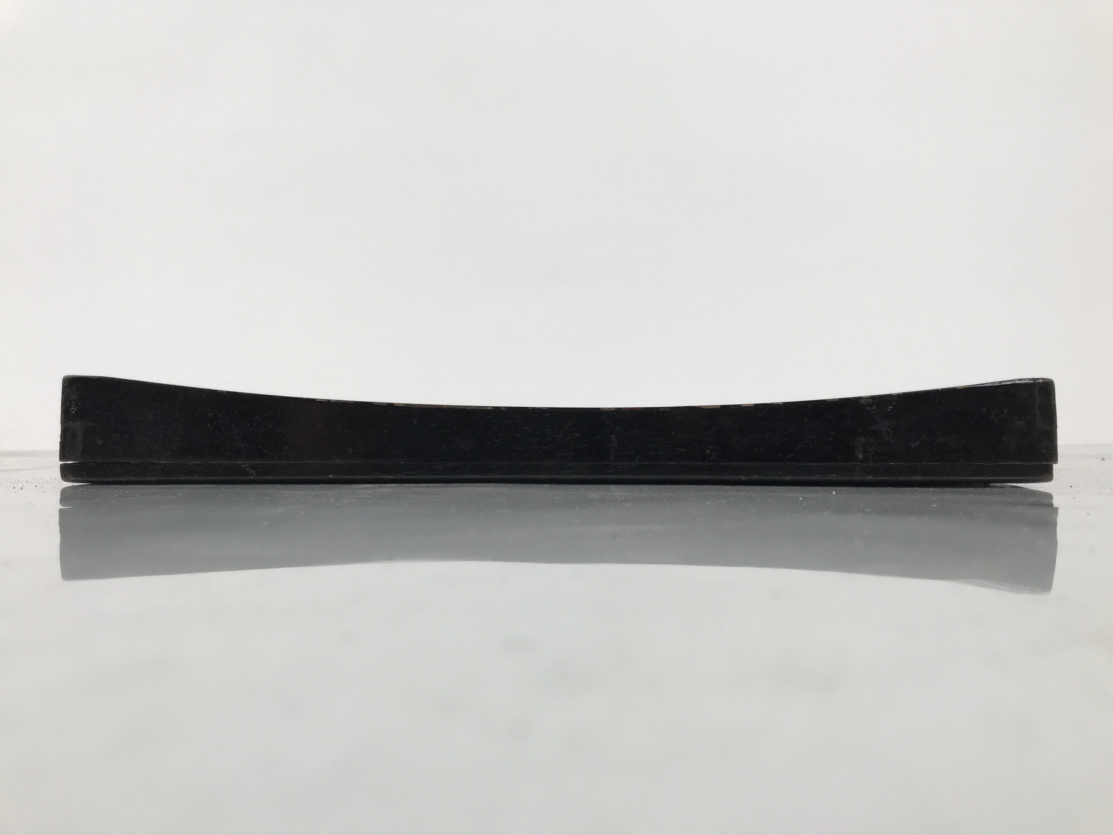 Japanese Lacquered Wood Serving Tray Obon Vtg Square Curved Red Edge Black L612