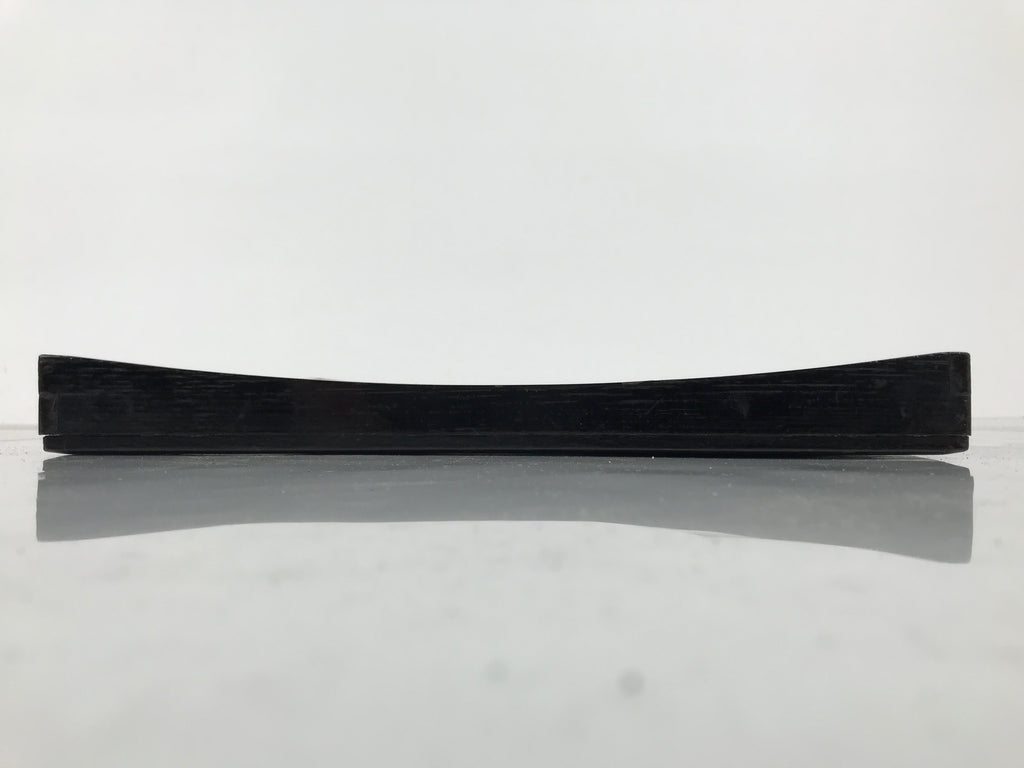 Japanese Lacquered Wood Serving Tray Obon Vtg Square Curved Red Edge Black L613