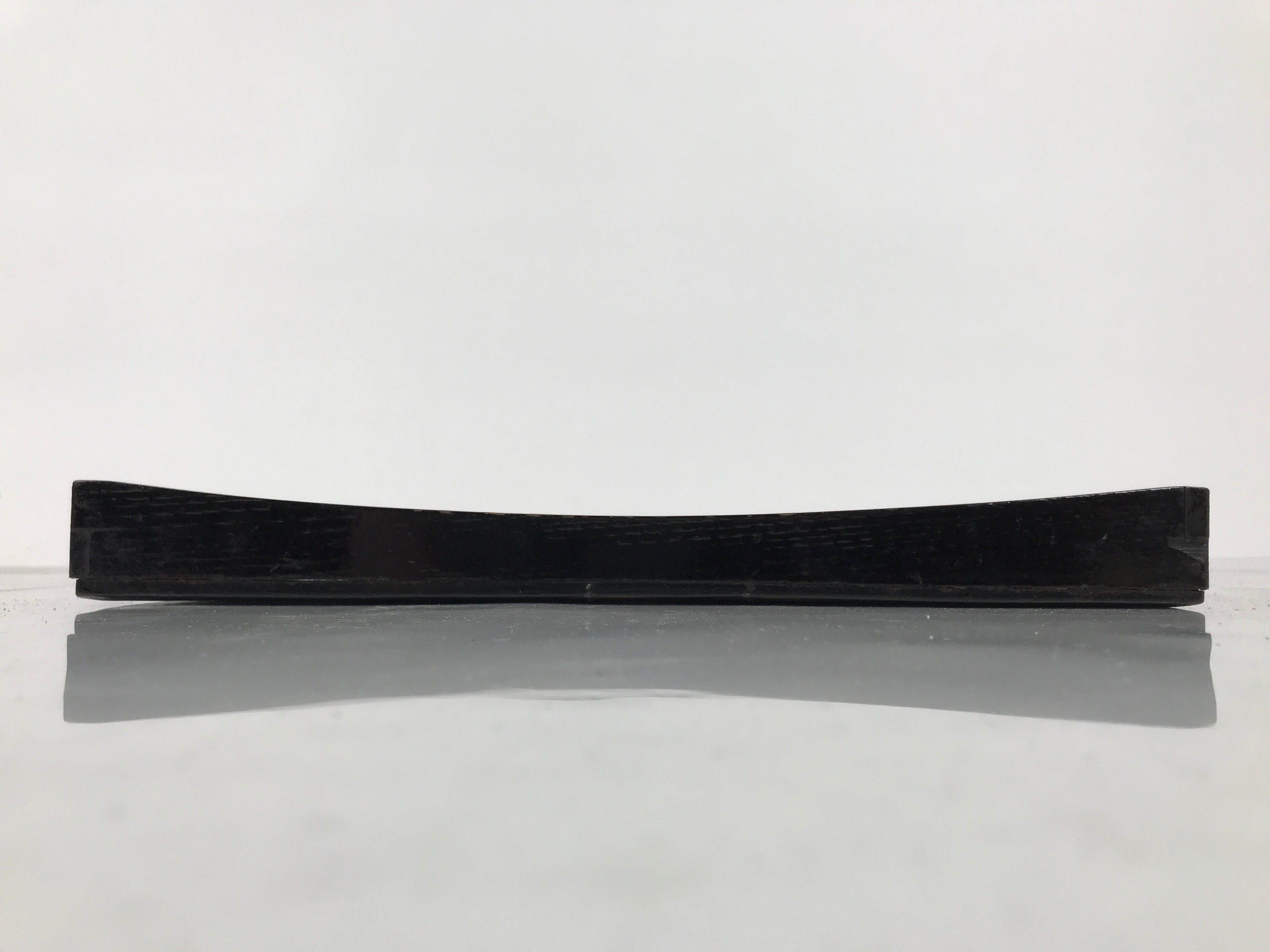 Japanese Lacquered Wood Serving Tray Obon Vtg Square Curved Red Edge Black L613