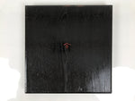 Japanese Lacquered Wood Serving Tray Obon Vtg Square Curved Red Edge Black L613