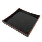 Japanese Lacquered Wood Serving Tray Obon Vtg Square Curved Red Edge Black L613