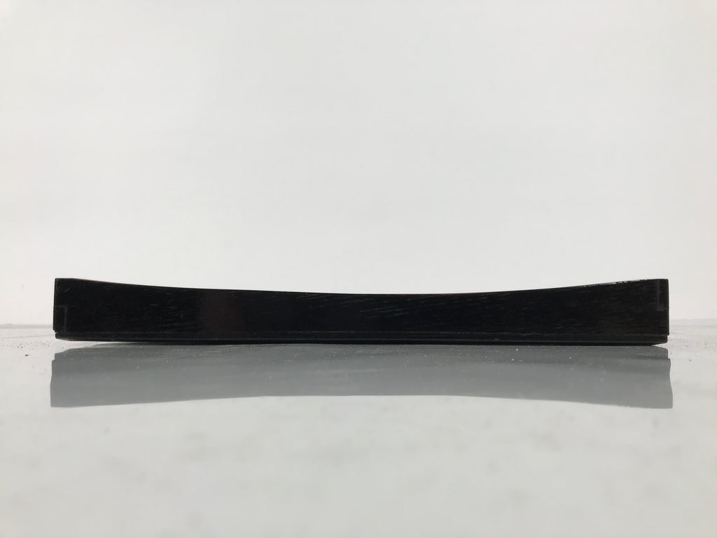 Japanese Lacquered Wood Serving Tray Obon Vtg Square Curved Red Edge Black L614