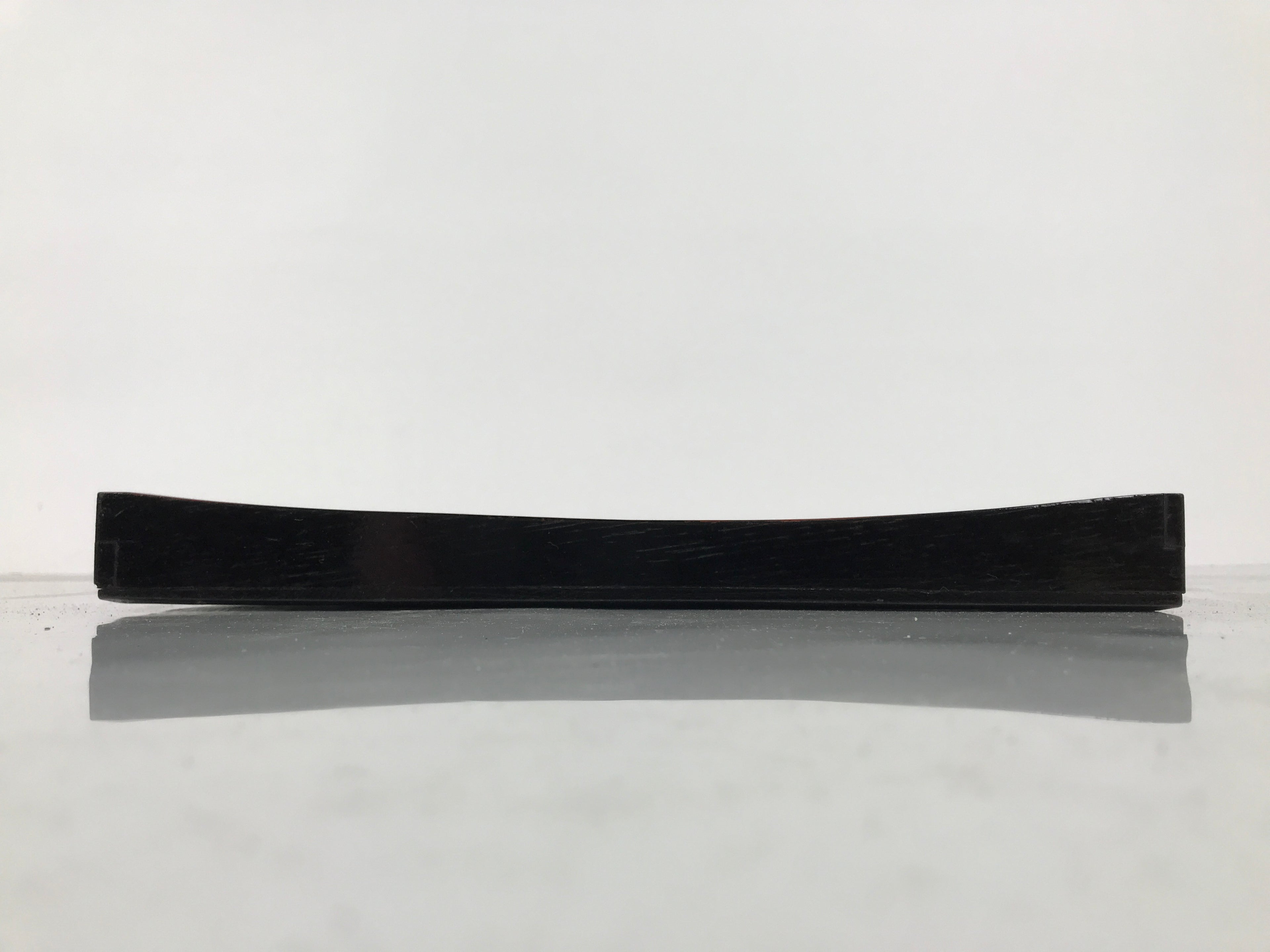 Japanese Lacquered Wood Serving Tray Obon Vtg Square Curved Red Edge Black L614