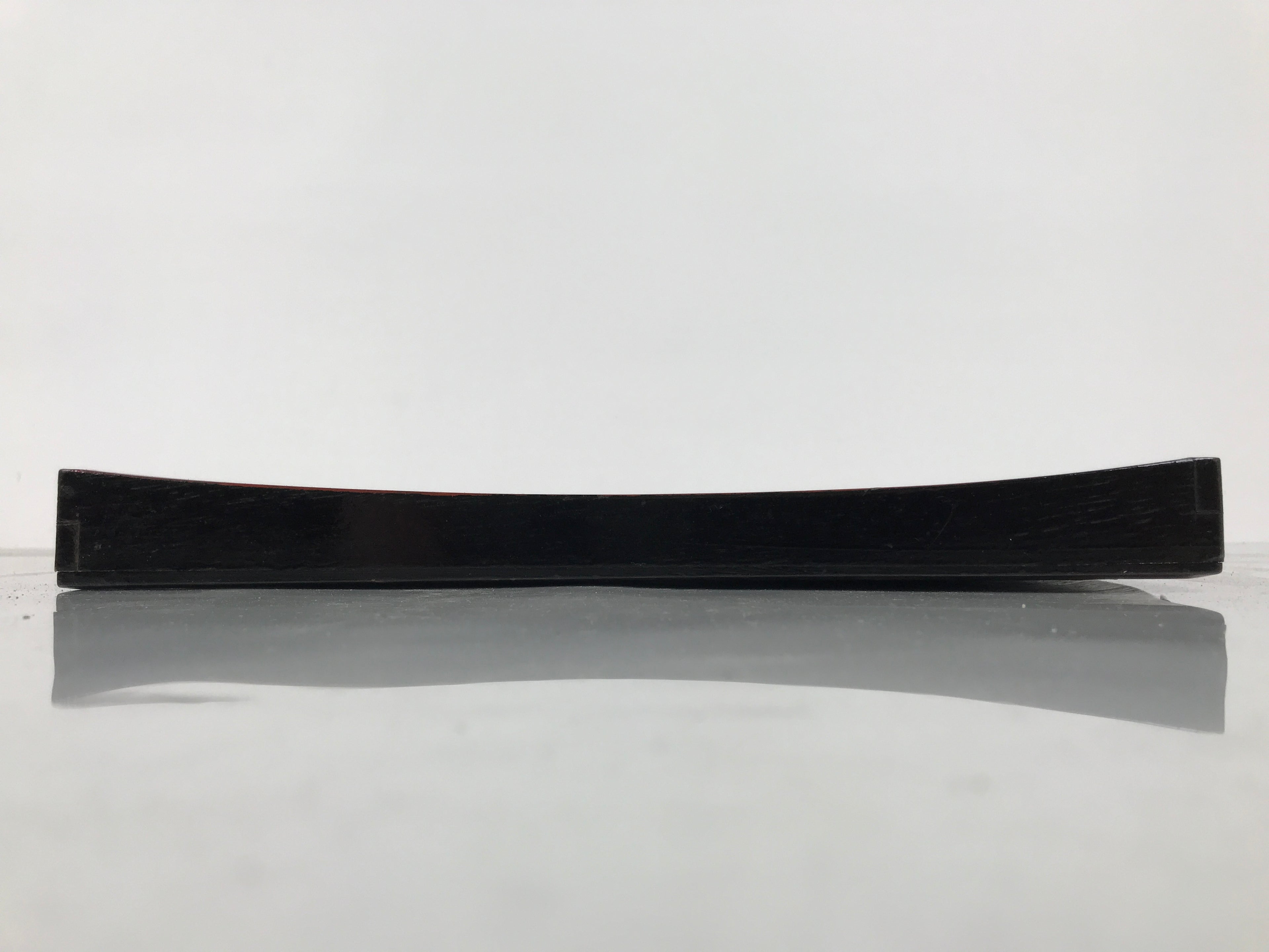 Japanese Lacquered Wood Serving Tray Obon Vtg Square Curved Red Edge Black L614