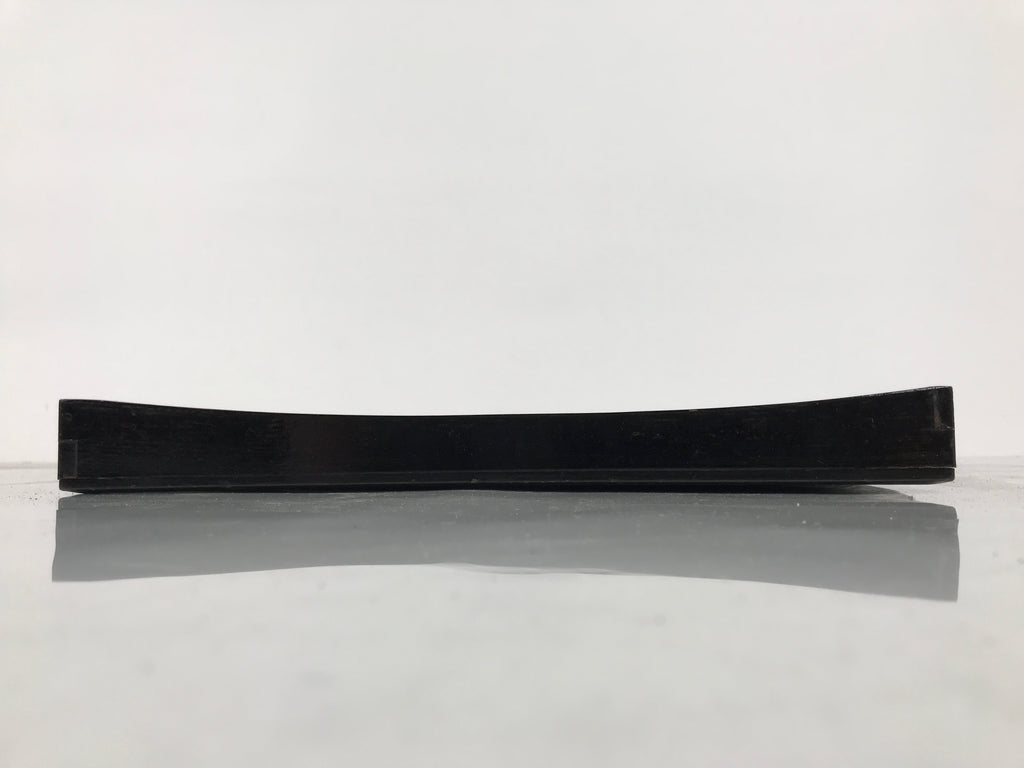 Japanese Lacquered Wood Serving Tray Obon Vtg Square Curved Red Edge Black L614