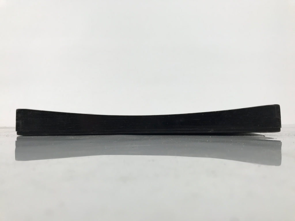 Japanese Lacquered Wood Serving Tray Obon Vtg Square Curved Red Edge Black L615