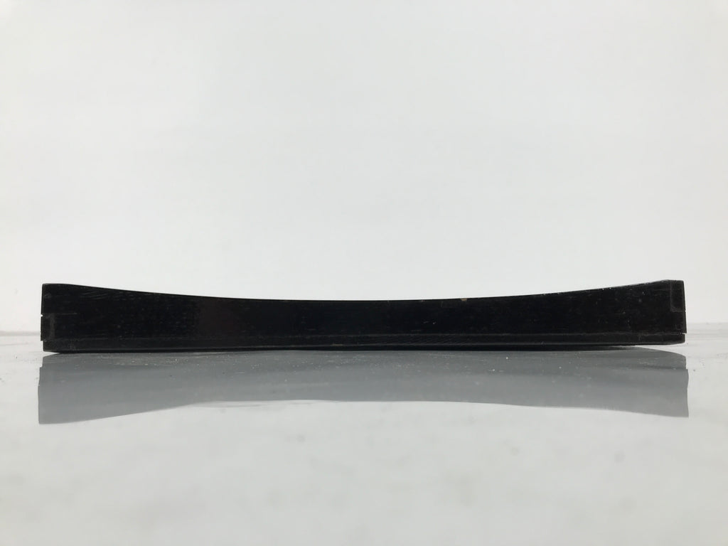 Japanese Lacquered Wood Serving Tray Obon Vtg Square Curved Red Edge Black L616