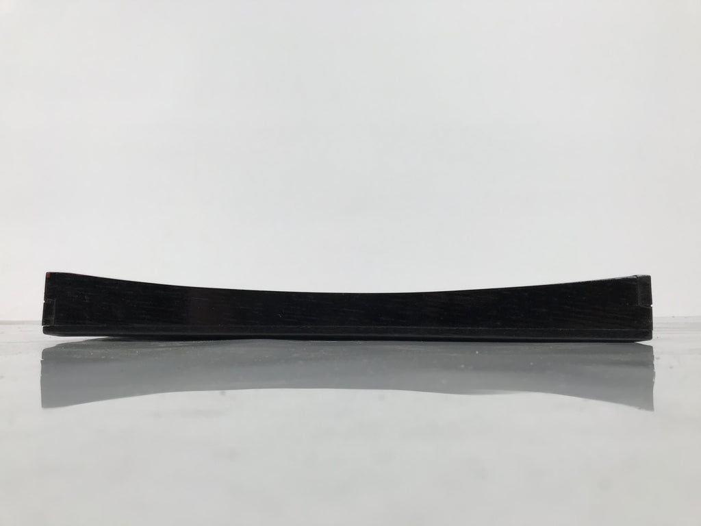 Japanese Lacquered Wood Serving Tray Obon Vtg Square Curved Red Edge Black L616