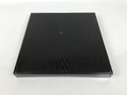 Japanese Lacquered Wood Serving Tray Obon Vtg Square Curved Red Edge Black L616