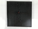 Japanese Lacquered Wood Serving Tray Obon Vtg Square Curved Red Edge Black L616