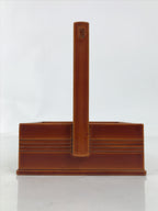 Japanese Lacquered Wood Serving Tray Vtg Hida Shunkei-Nuri Handle Brown L486