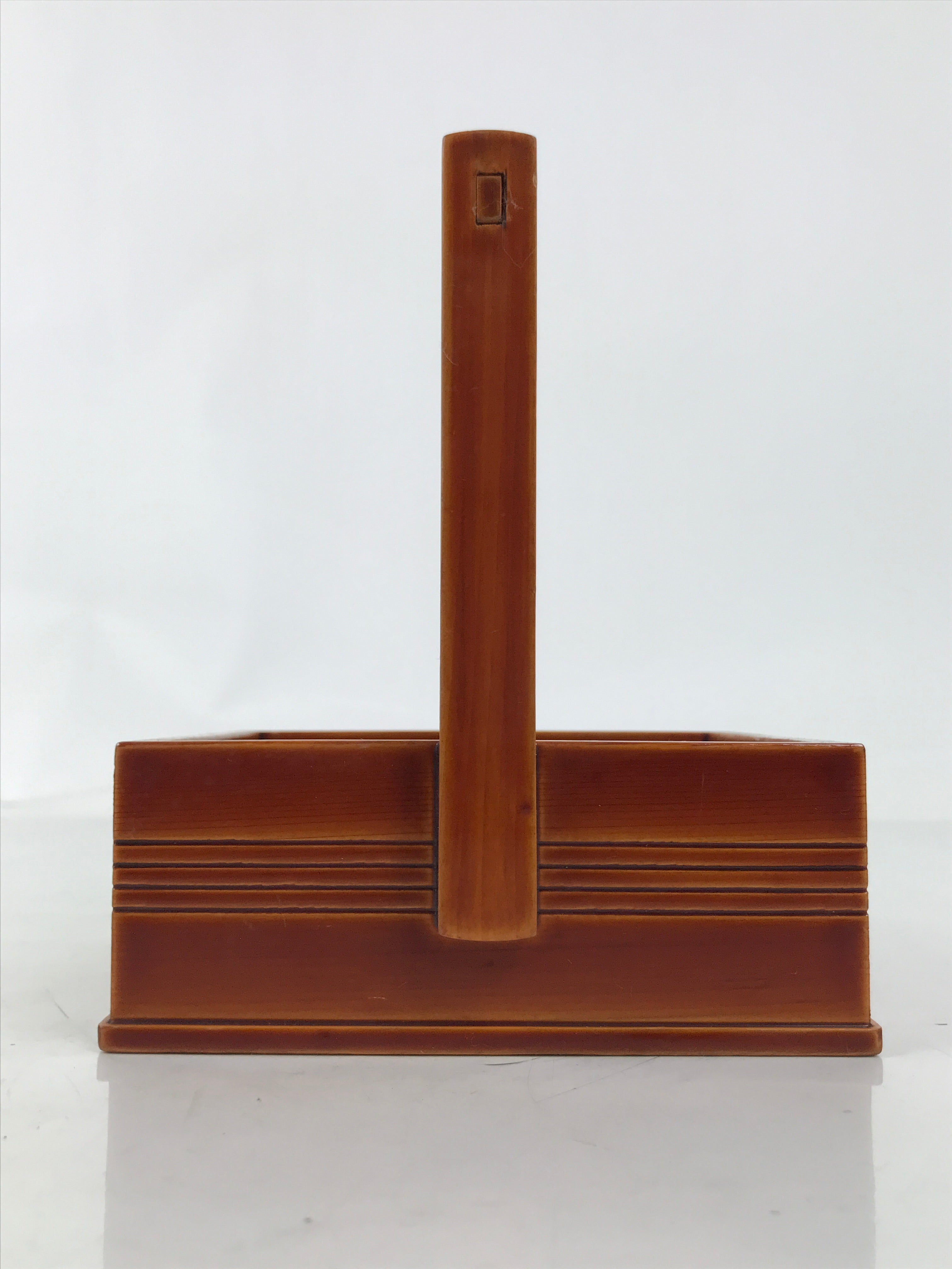 Japanese Lacquered Wood Serving Tray Vtg Hida Shunkei-Nuri Handle Brown L486