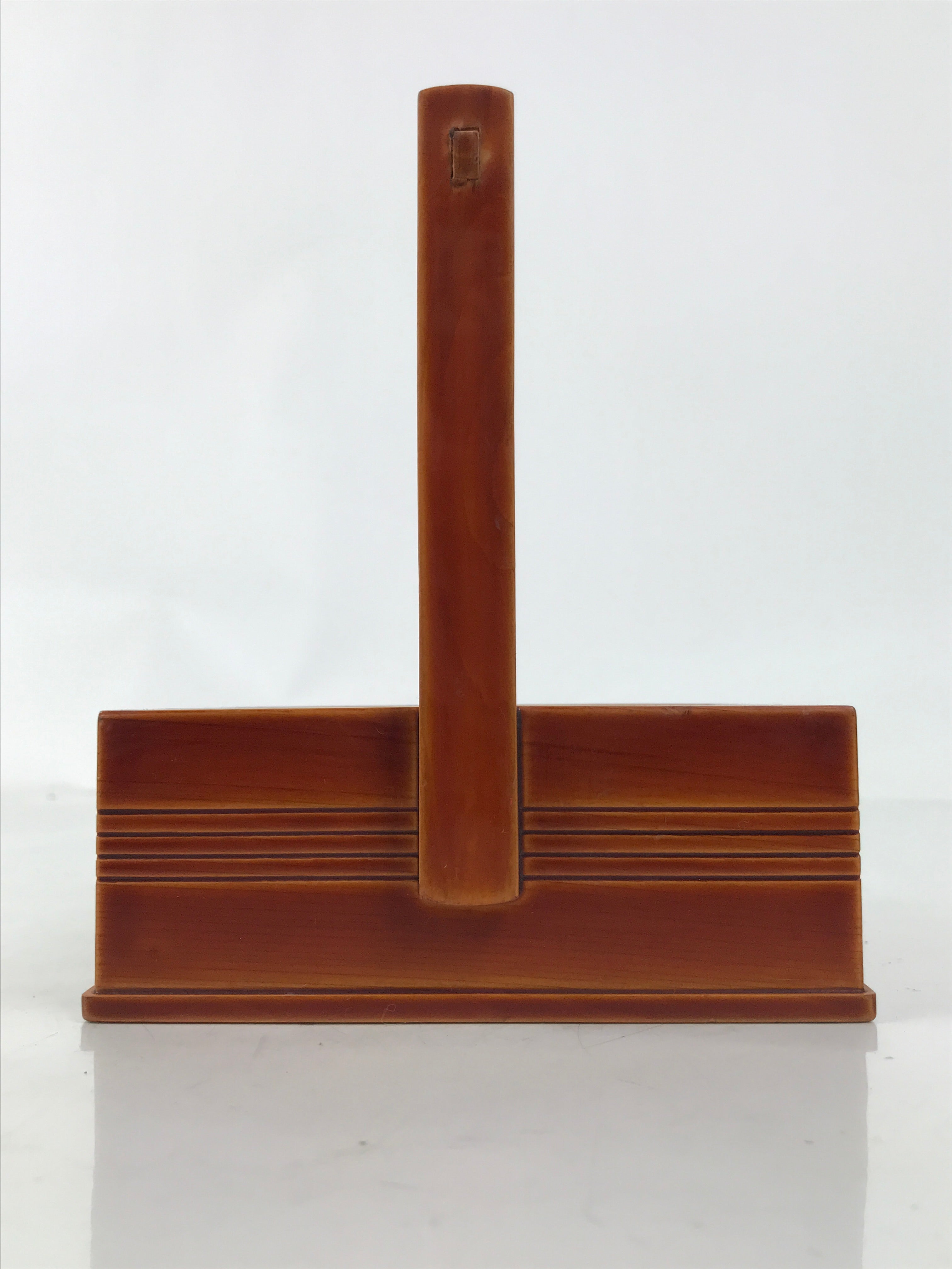 Japanese Lacquered Wood Serving Tray Vtg Hida Shunkei-Nuri Handle Brown L486