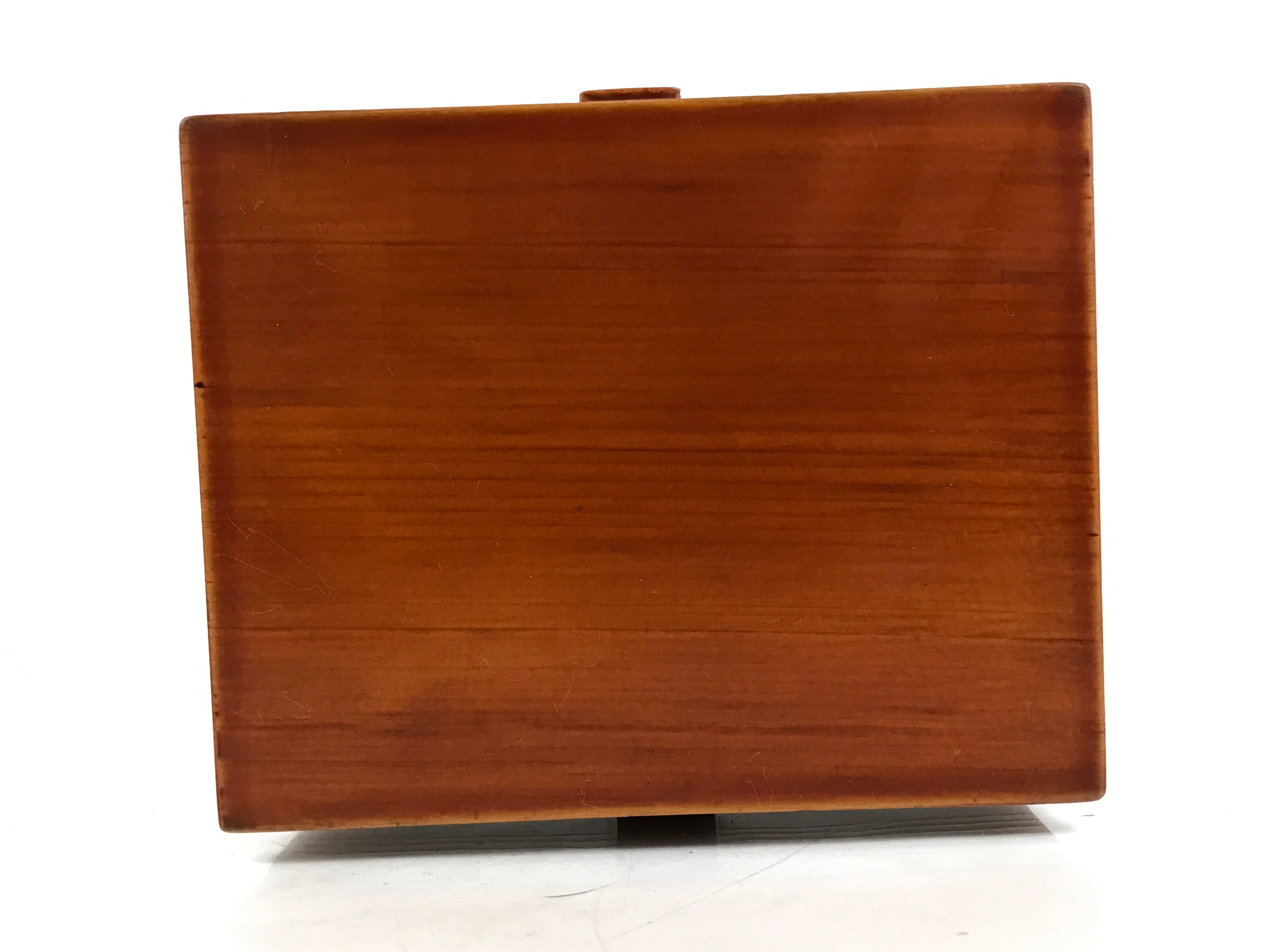 Japanese Lacquered Wood Serving Tray Vtg Hida Shunkei-Nuri Handle Brown L486