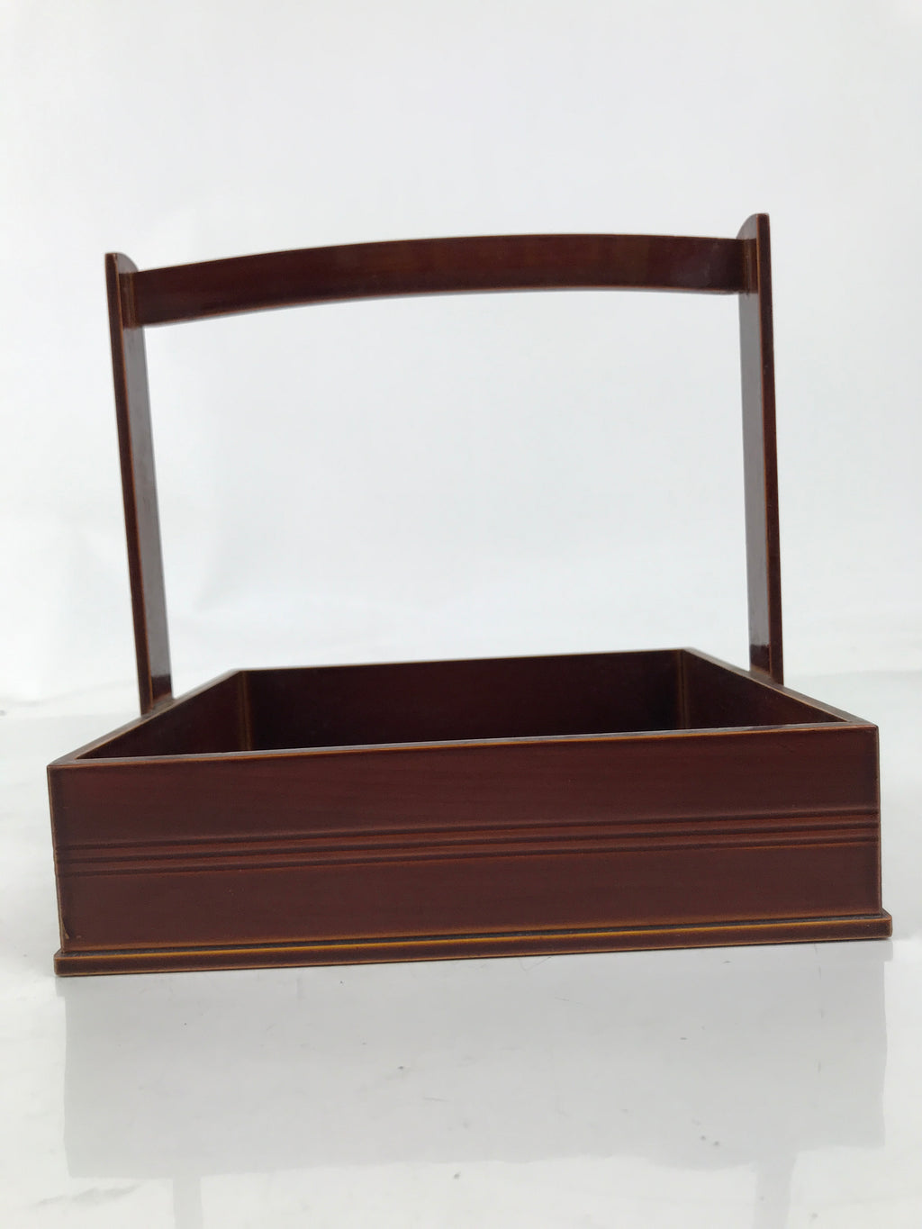 Japanese Lacquered Wood Serving Tray Vtg Hida Shunkei-Nuri Handle Brown L487