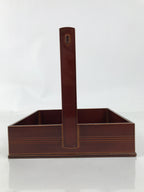 Japanese Lacquered Wood Serving Tray Vtg Hida Shunkei-Nuri Handle Brown L487