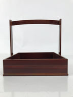 Japanese Lacquered Wood Serving Tray Vtg Hida Shunkei-Nuri Handle Brown L487