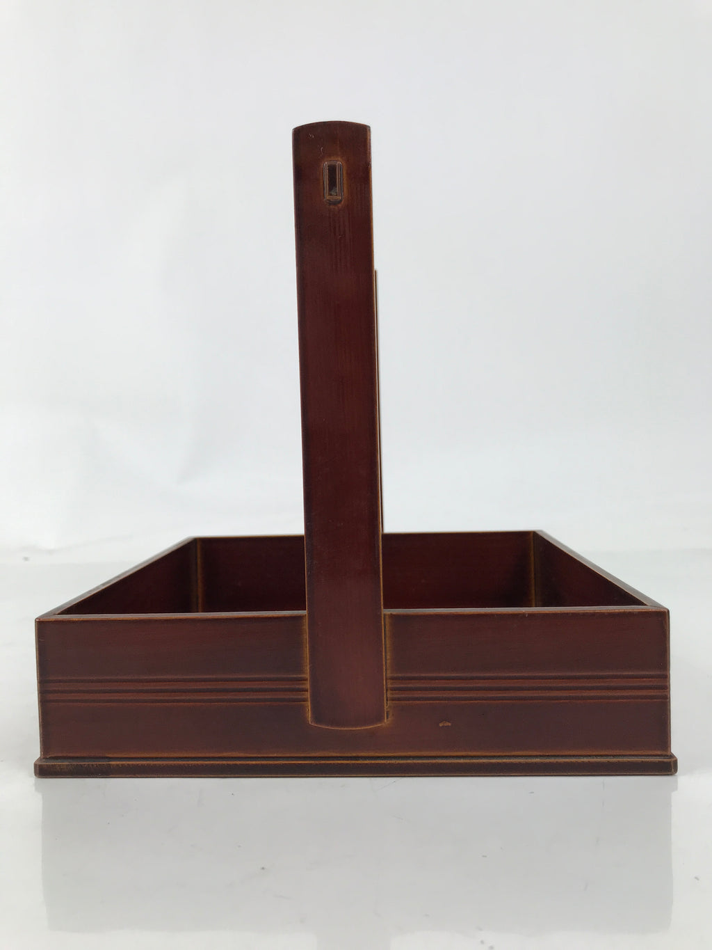 Japanese Lacquered Wood Serving Tray Vtg Hida Shunkei-Nuri Handle Brown L487