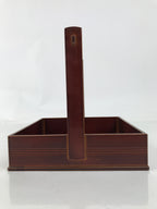 Japanese Lacquered Wood Serving Tray Vtg Hida Shunkei-Nuri Handle Brown L487