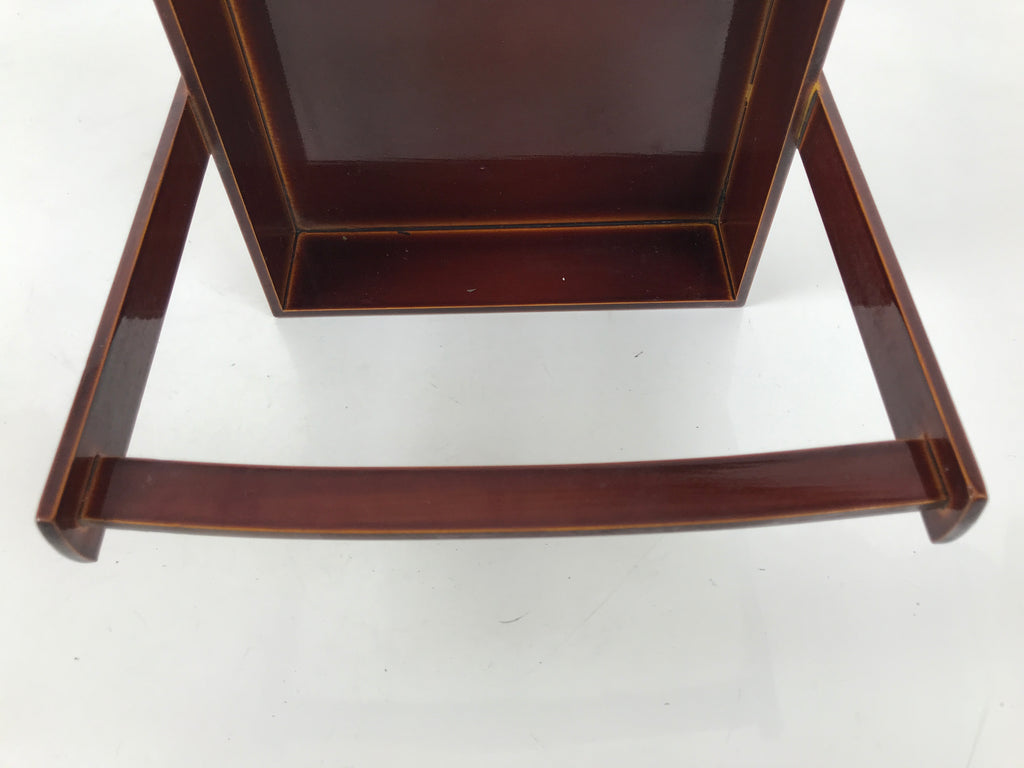 Japanese Lacquered Wood Serving Tray Vtg Hida Shunkei-Nuri Handle Brown L487
