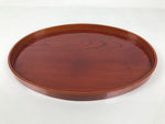 Japanese Lacquered Wood Serving Tray Vtg Hida Shunkei-Nuri Oval Brown Grain L478