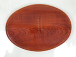 Japanese Lacquered Wood Serving Tray Vtg Hida Shunkei-Nuri Oval Brown Grain L478