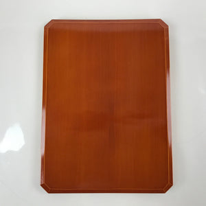 Japanese Lacquered Wood Serving Tray Vtg Hida Shunkei Obon Rectangle Brown L168