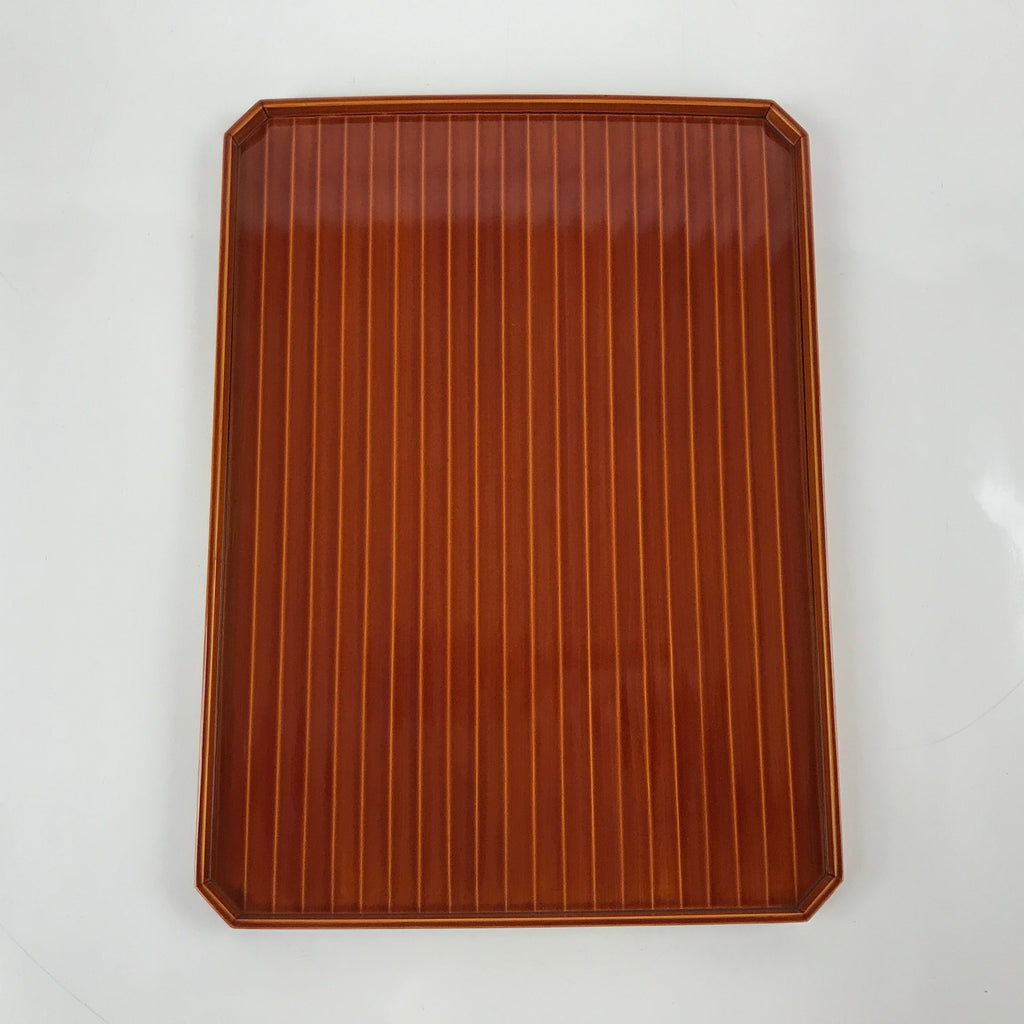 Japanese Lacquered Wood Serving Tray Vtg Hida Shunkei Obon Rectangle Brown L171