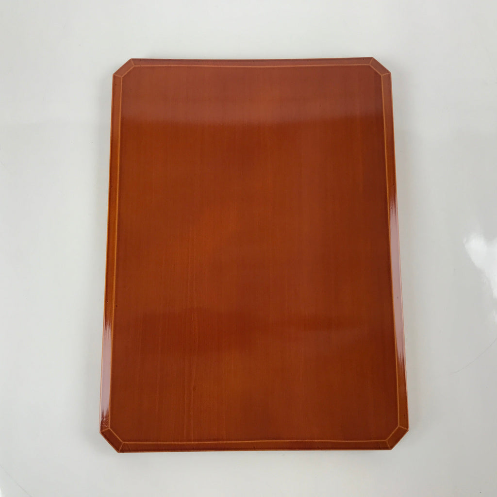 Japanese Lacquered Wood Serving Tray Vtg Hida Shunkei Obon Rectangle Brown L171