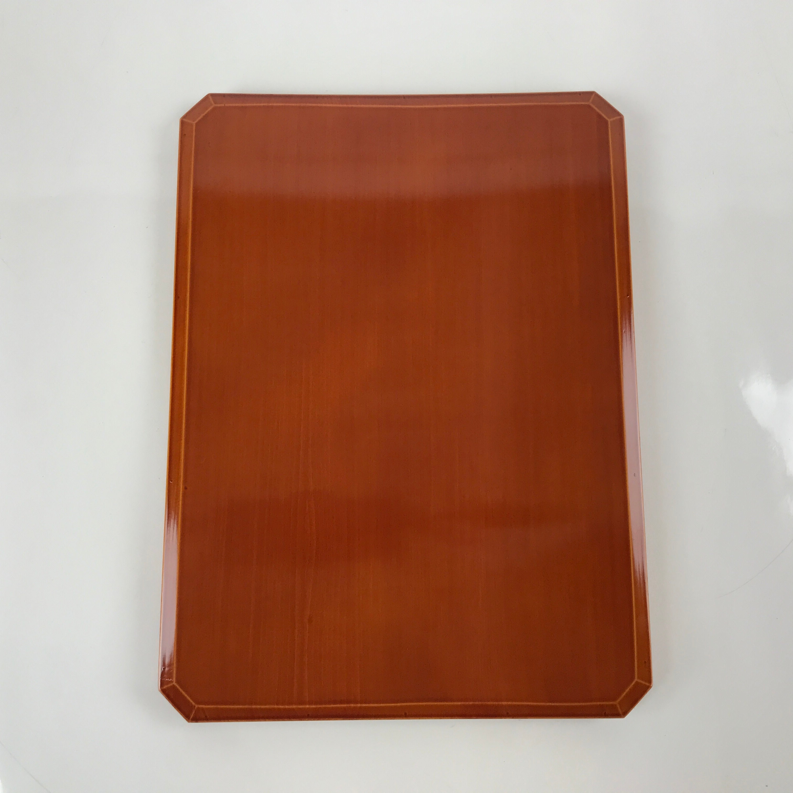 Japanese Lacquered Wood Serving Tray Vtg Hida Shunkei Obon Rectangle Brown L171