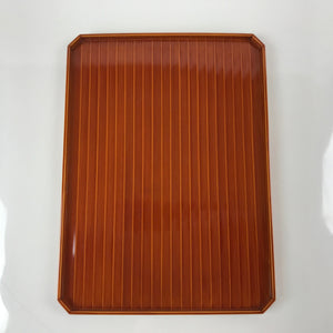 Japanese Lacquered Wood Serving Tray Vtg Hida Shunkei Obon Rectangle Brown L177