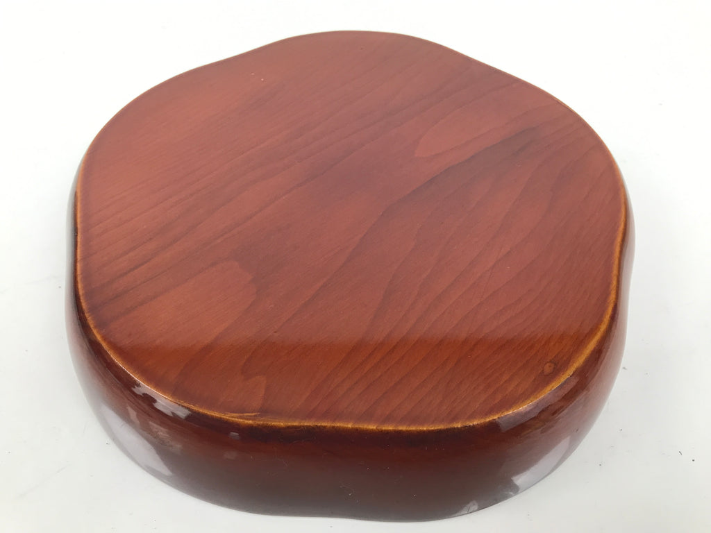 Japanese Lacquered Wood Serving Tray Vtg Hida Shunkei Plum Blossom Brown LWB136